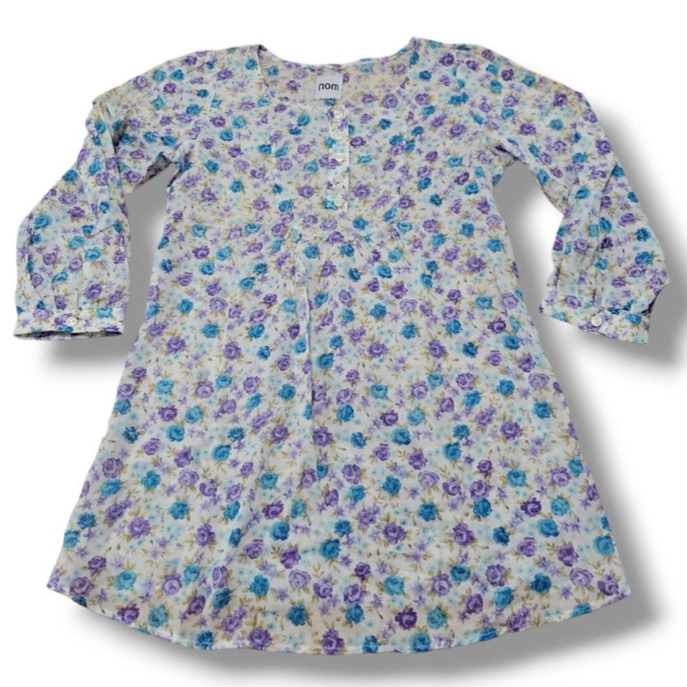 NOM Top Size Large Maternity Womens Blouse Long Sleeve Floral Multicolor Flowers